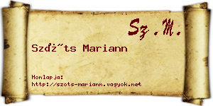 Szőts Mariann névjegykártya