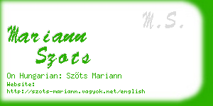 mariann szots business card